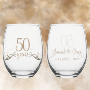 Verre À Vin Sans Pied Cadeau personnalisé 50e anniversaire Keepsaké pers