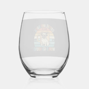 Verre À Vin Sans Pied Café et chiens Pug rétro amateur