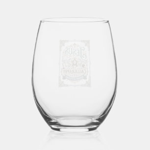 Verre À Vin Sans Pied Calligraphie de Jésus Lettrage sacré Calligraphie