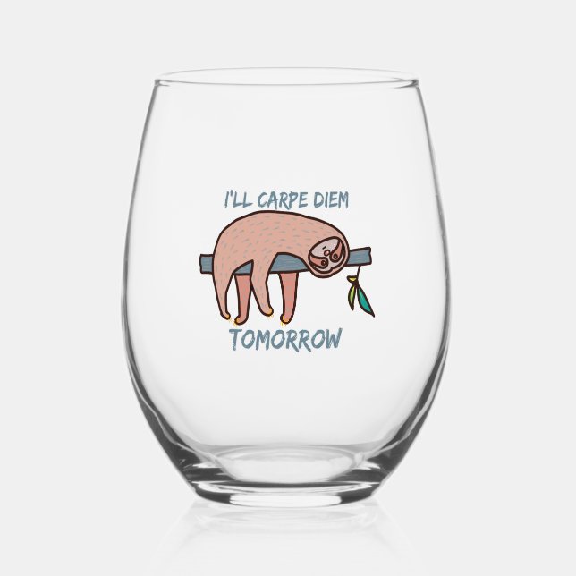 VERRE À VIN SANS PIED CARPE DIEM SLOTH (Recto)