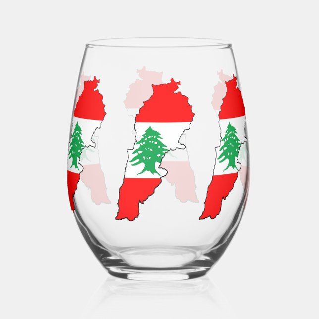 Verre À Vin Sans Pied Carte du Liban avec drapeau (Recto)