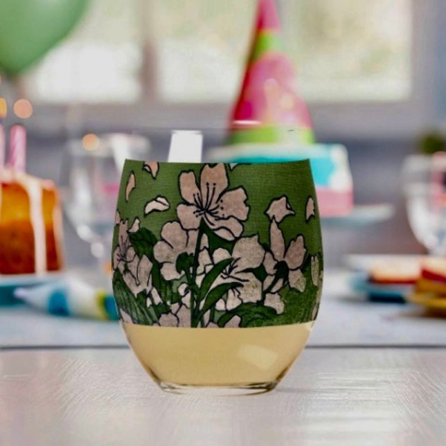 Verre À Vin Sans Pied Cascade de fleurs roses  (Créateur téléchargé)