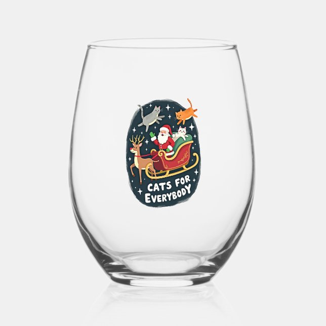 Verre À Vin Sans Pied Cats For Everybody Christmas Cat Funny Xmas Women  (Recto)