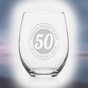 Verre À Vin Sans Pied Célébration d'anniversaire avec nom, âge et date d