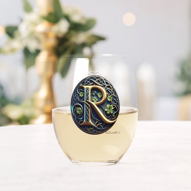 Verre À Vin Sans Pied Celtic Monogram Wine Glass Set (Insitu (Mariage))