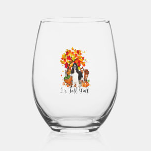 Verre À Vin Sans Pied C'est automne Y'all Springer Spaniel Dog Halloween