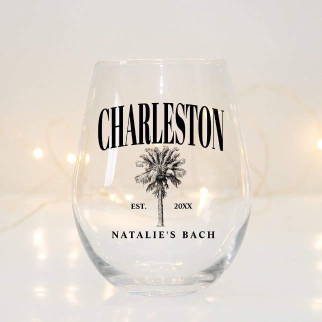 Verre À Vin Sans Pied Charleston Bachelorette Custom Luxe Social Club (Créateur téléchargé)
