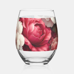 Verre À Vin Sans Pied Charme floral de la rose intemporelle