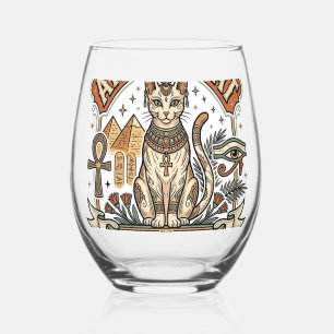Verre À Vin Sans Pied Chat Ancien d'Égypte Chat Égypte Antique Vintage V