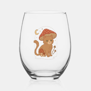 Verre À Vin Sans Pied Chat de champignon Cottagecore avec chapeau � Mign