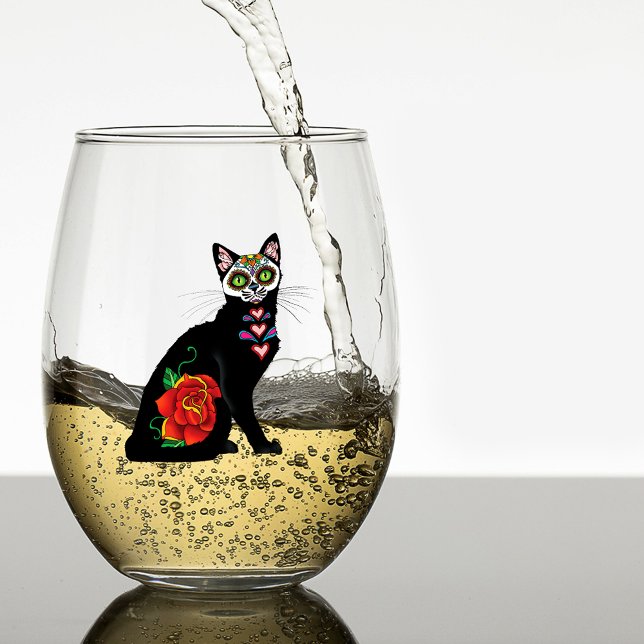 Verre À Vin Sans Pied Chat noir de Sugar (Créateur téléchargé)