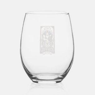 Verre À Vin Sans Pied Chats Café Répéter Chat Café Vintage Vector Art S