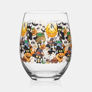 Verre À Vin Sans Pied Chats drôles de Halloween Fête