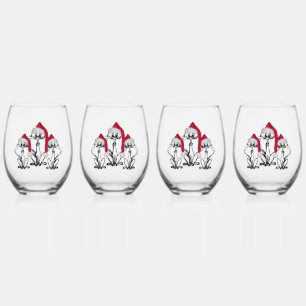 Verre À Vin Sans Pied Chats joyeux qui chantent des chants de Noël