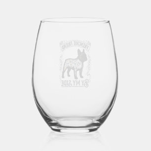 Verre À Vin Sans Pied Chemise Bouledogue Français Floral Vintage Amoureu