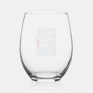 Verre À Vin Sans Pied Chemise de conception de typographie florale vinta