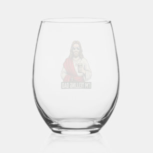 Verre À Vin Sans Pied Chemise de gravure vintage café Père Saint drôle D