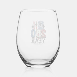Verre À Vin Sans Pied Chemise de gravure vintage jet patriotique 250 ans