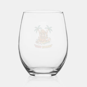 Verre À Vin Sans Pied Chemise de vacances sur la plage vache highland mi