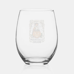 Verre À Vin Sans Pied Chemise d'école vintage de professeur de citrouill