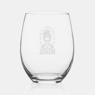Verre À Vin Sans Pied Chemise d'infirmière Halloween Graphique de crâne