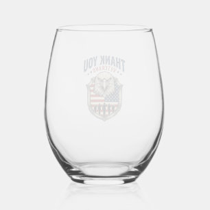 Verre À Vin Sans Pied Chemise Thank You Veterans Patriotic Eagle Shield_