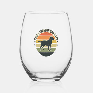 Verre À Vin Sans Pied Chemise vectorielle chien coucher de soleil papa L