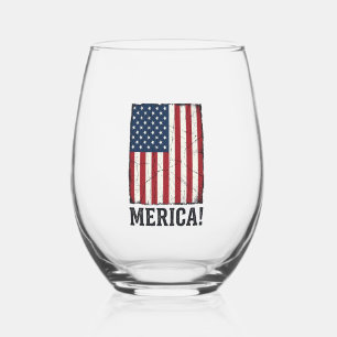 Verre À Vin Sans Pied Chemise vectorielle patriotique drapeau Merica en