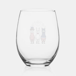 Verre À Vin Sans Pied Chemise vectorielle vintage de lama patriotique fe