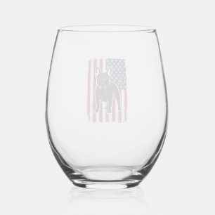 Verre À Vin Sans Pied Chemise vintage drapeau patriotique Bouledogue fra