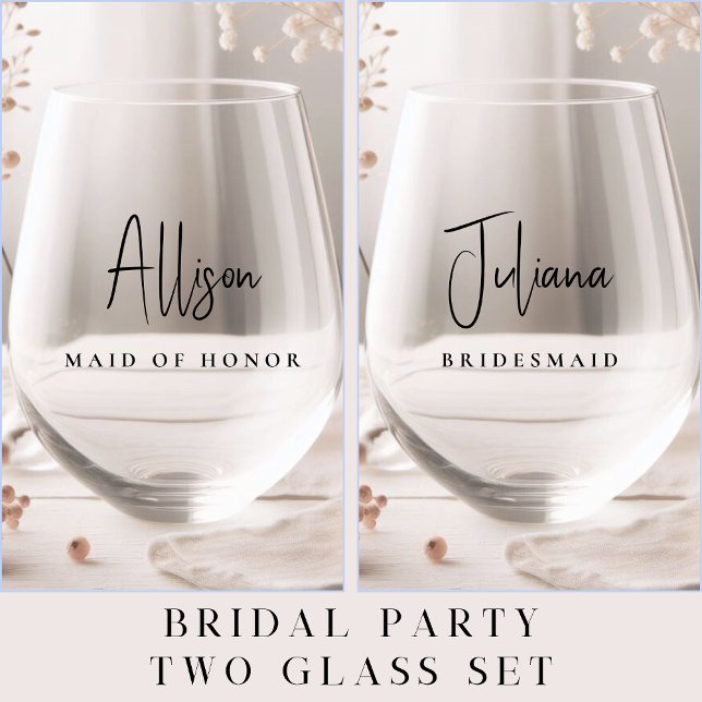 Verre À Vin Sans Pied Chic Mariage Bridesmaid Maid Of Honor (Créateur téléchargé)