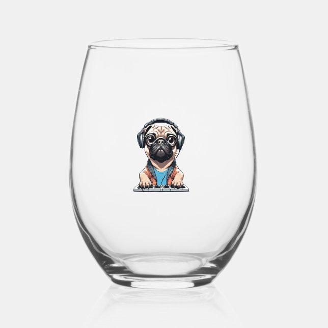 Verre À Vin Sans Pied Chien avec casque 1 (Recto)