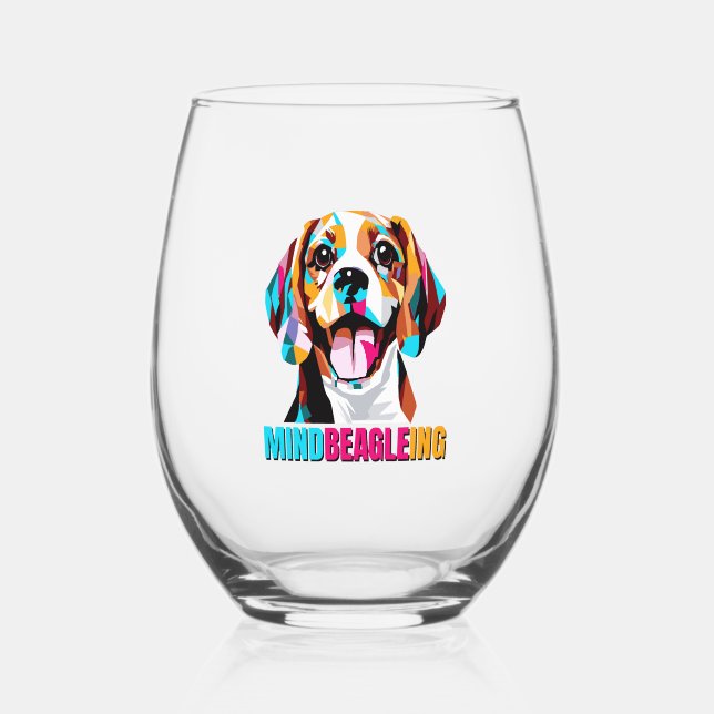 Verre À Vin Sans Pied Chien Beagle de l'état d'esprit (Recto)