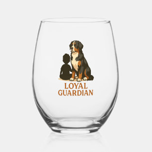 Verre À Vin Sans Pied Chien de montagne bernois Gardien loyal de la fami