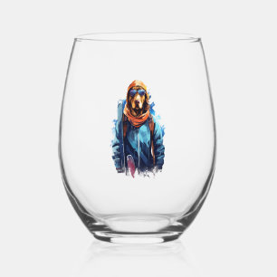 Verre À Vin Sans Pied Chien de Ski dans des Lunettes de Ski 5