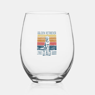 Verre À Vin Sans Pied Chien doré - Vintage Golden Retriever Papa
