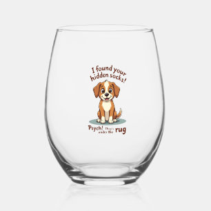 Verre À Vin Sans Pied Chien Drôle Chaussettes Cachées Citation Vintage D