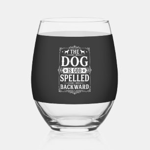 Verre À Vin Sans Pied Chien Drôle Dieu Épelé à l'Envers