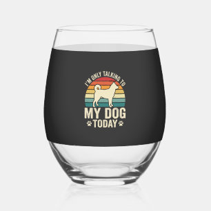 Verre À Vin Sans Pied Chien Drôle Parlant Retro Coucher de Soleil