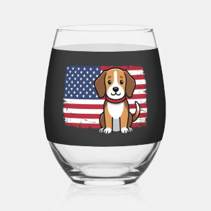 Verre À Vin Sans Pied Chien du drapeau américain vecteur patriotique