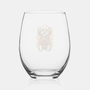 Verre À Vin Sans Pied Chien Mignon J'Aime Papa Gravure Vintage Vecteur D