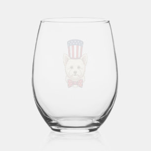 Verre À Vin Sans Pied Chien patriotique chapeau haut de forme vintage ve