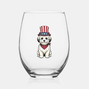 Verre À Vin Sans Pied Chien Patriotique Gravure Vintage Vector Design_1