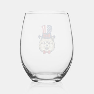 Verre À Vin Sans Pied Chien patriotique tête gravure vintage vecteur con