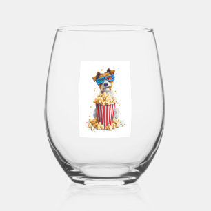Verre À Vin Sans Pied Chien Popcorn � Soirée Cinéma Chien