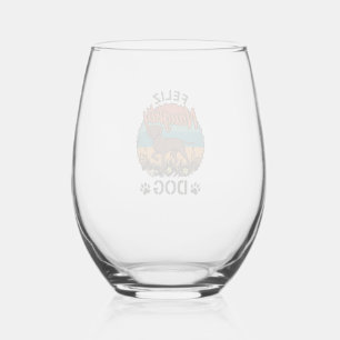 Verre À Vin Sans Pied Chien Vilain Brun Soleil Rétro Empreintes de Patte