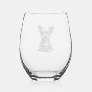 Verre À Vin Sans Pied Chien Vintage tenant du thé avec des lunettes Retr