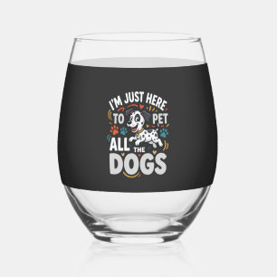 Verre À Vin Sans Pied Chiens Drôles Amoureux Des Animaux Vector