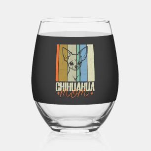 Verre À Vin Sans Pied Chihuahua Maman Vintage Amoureux de Chiens Fête de