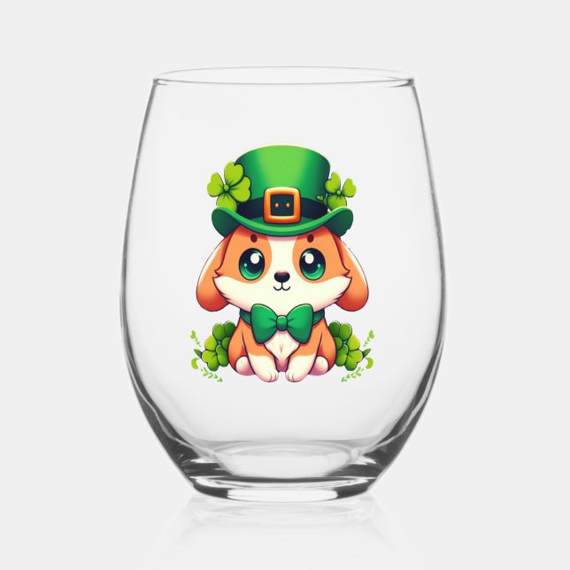Verre À Vin Sans Pied Chiot de la Saint-Patricks (Recto)